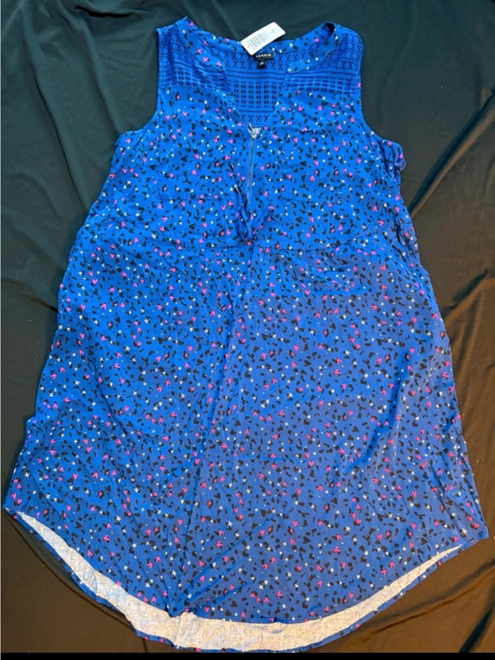torrid Royal Blue Crochet Yoke Sleeveless Top with Star Print